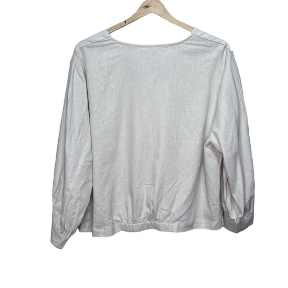 Joie Tan Linen Button Down Cropped Blouse Size 2x NWT - Picture 2 of 4